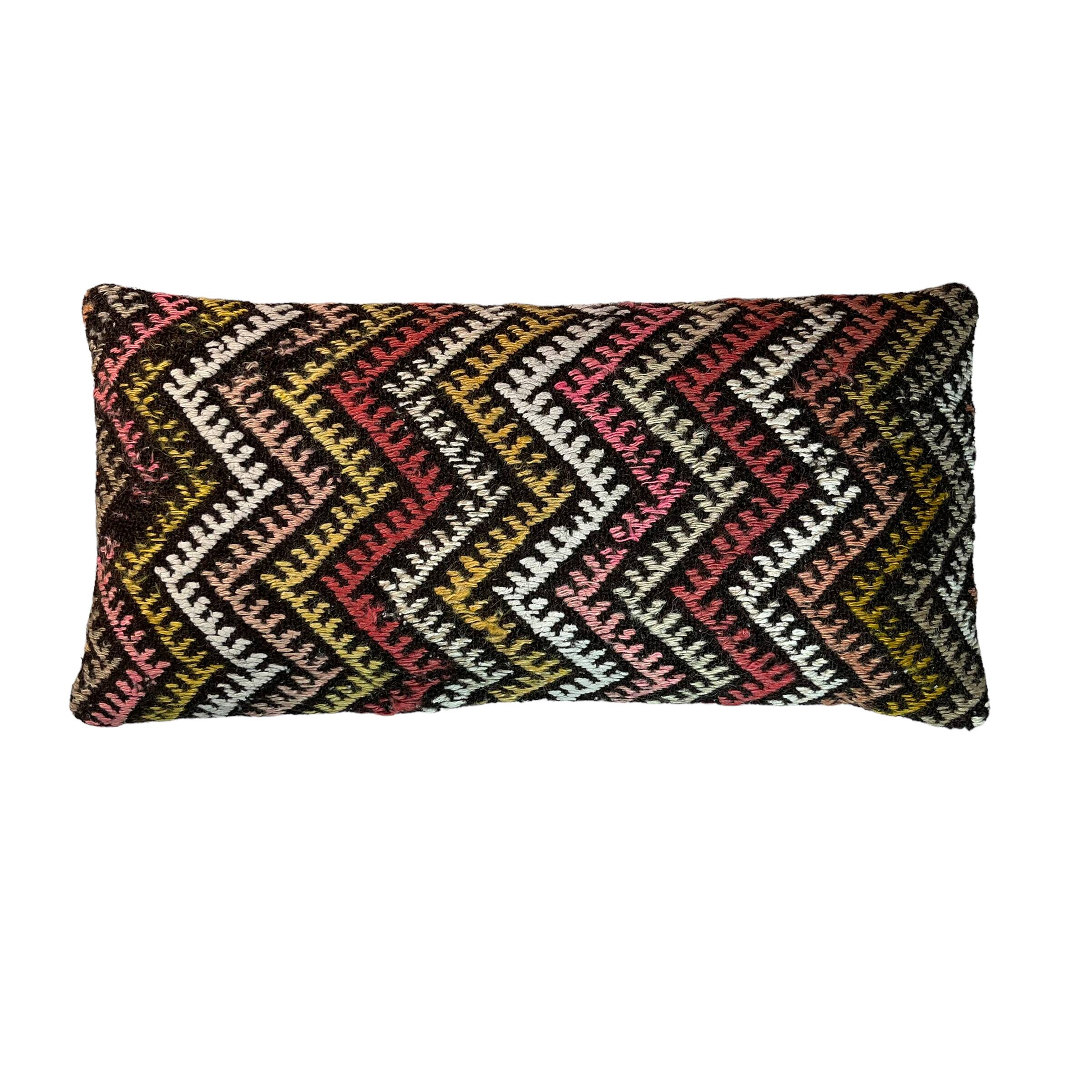 Vintage turkish kilim cushion cover , 30 x 60 cm