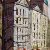 Swedish Oil On Canvas Painting "City and Canal" by Valentine