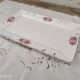 Rectangular dish in german porcelain white openwork bordered silver and old pinks
