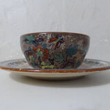 Sarreguemines old bowl with polychrome faience tray model NIPPON