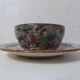 Sarreguemines old bowl with polychrome faience tray model NIPPON