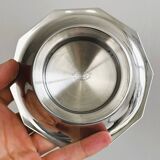 Coquillor butter dish in shiny silver metal