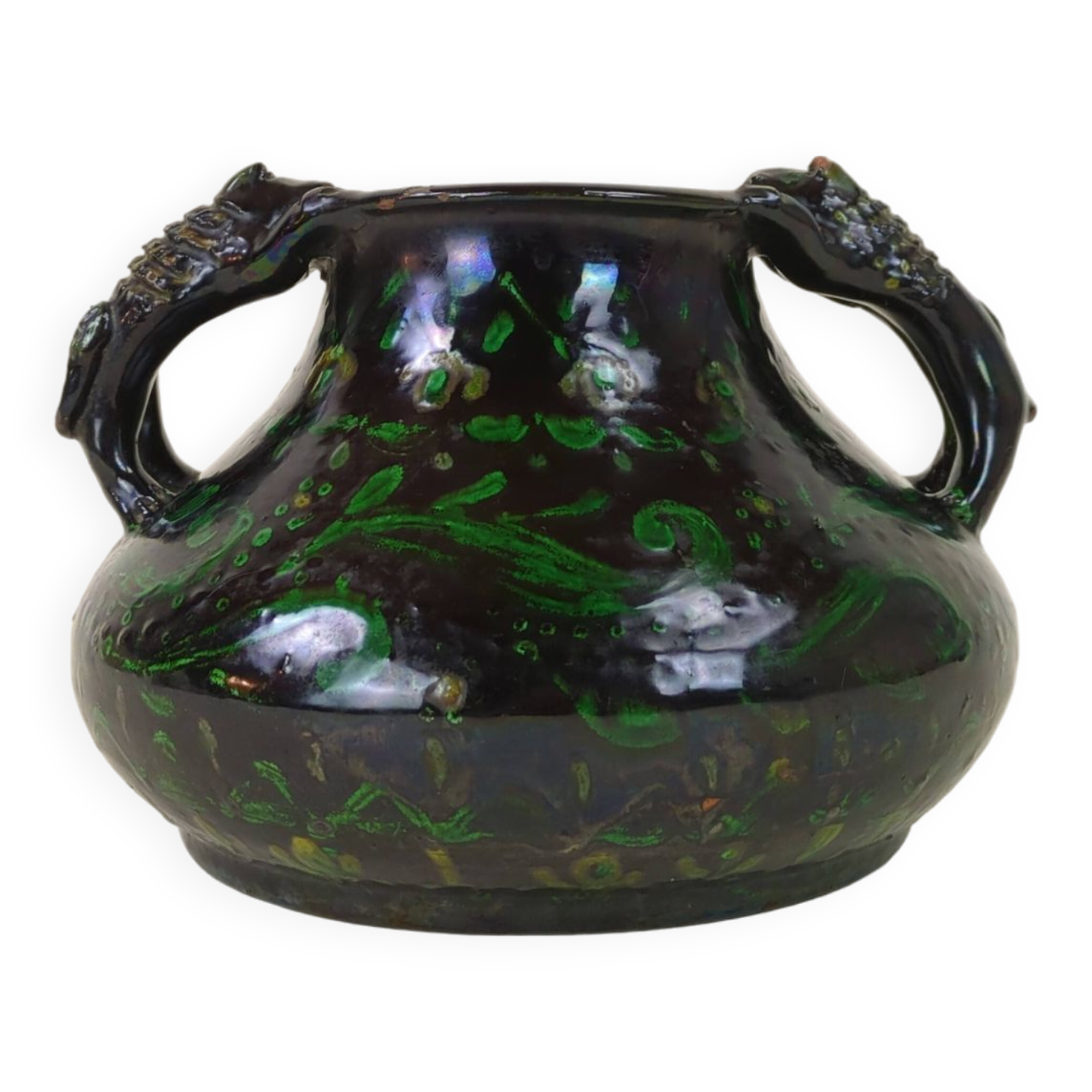 Spanish pottery vase with two handles