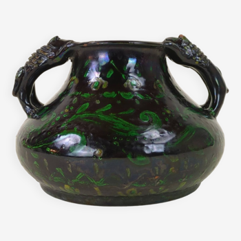 Vase espagnole en poterie à deux anses