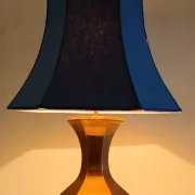 70's design table lamp in gold brass and blue fabric