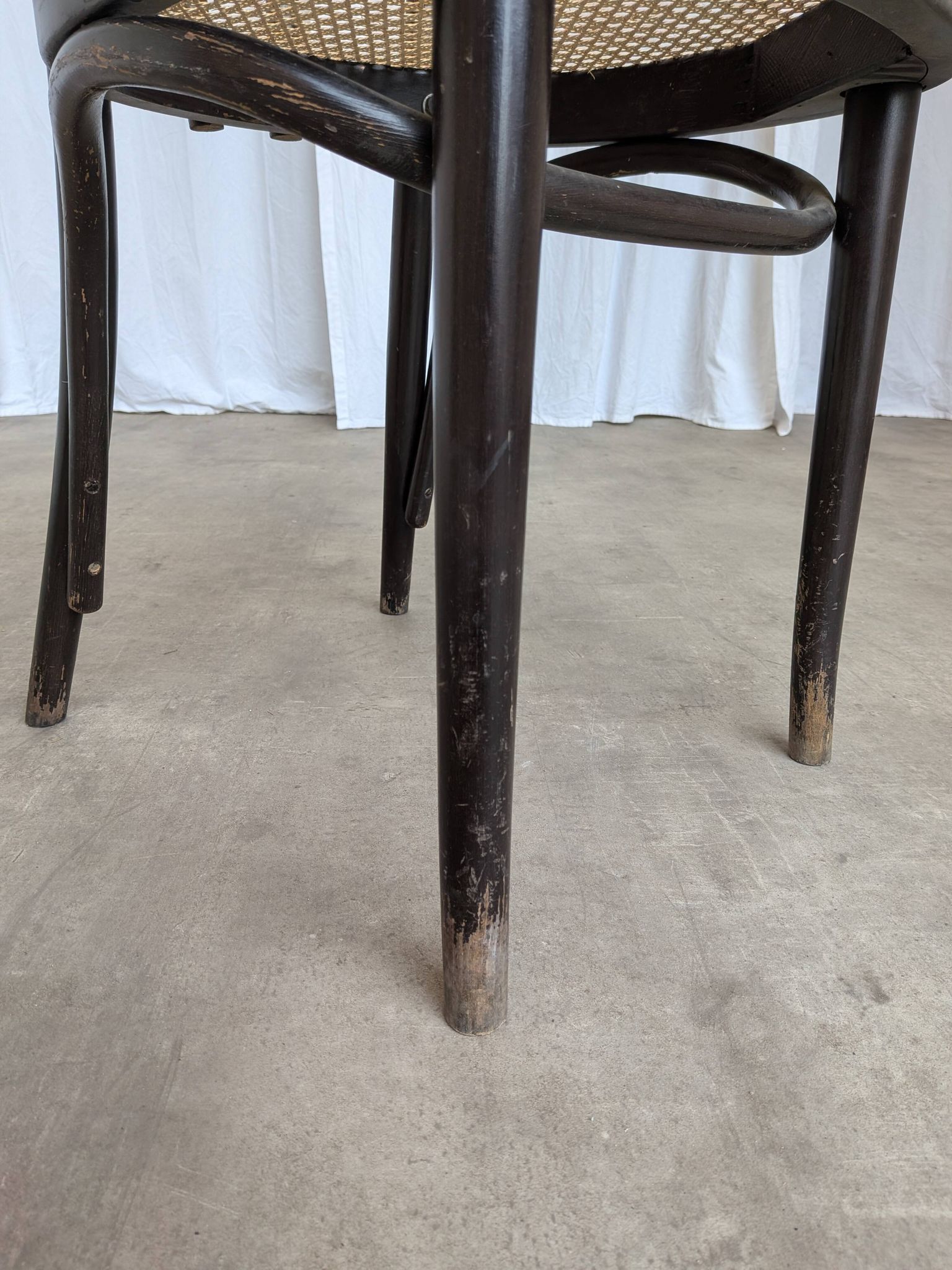 Vintage Bentwood Dining Chair: Black Thonet Style Cane Seat
