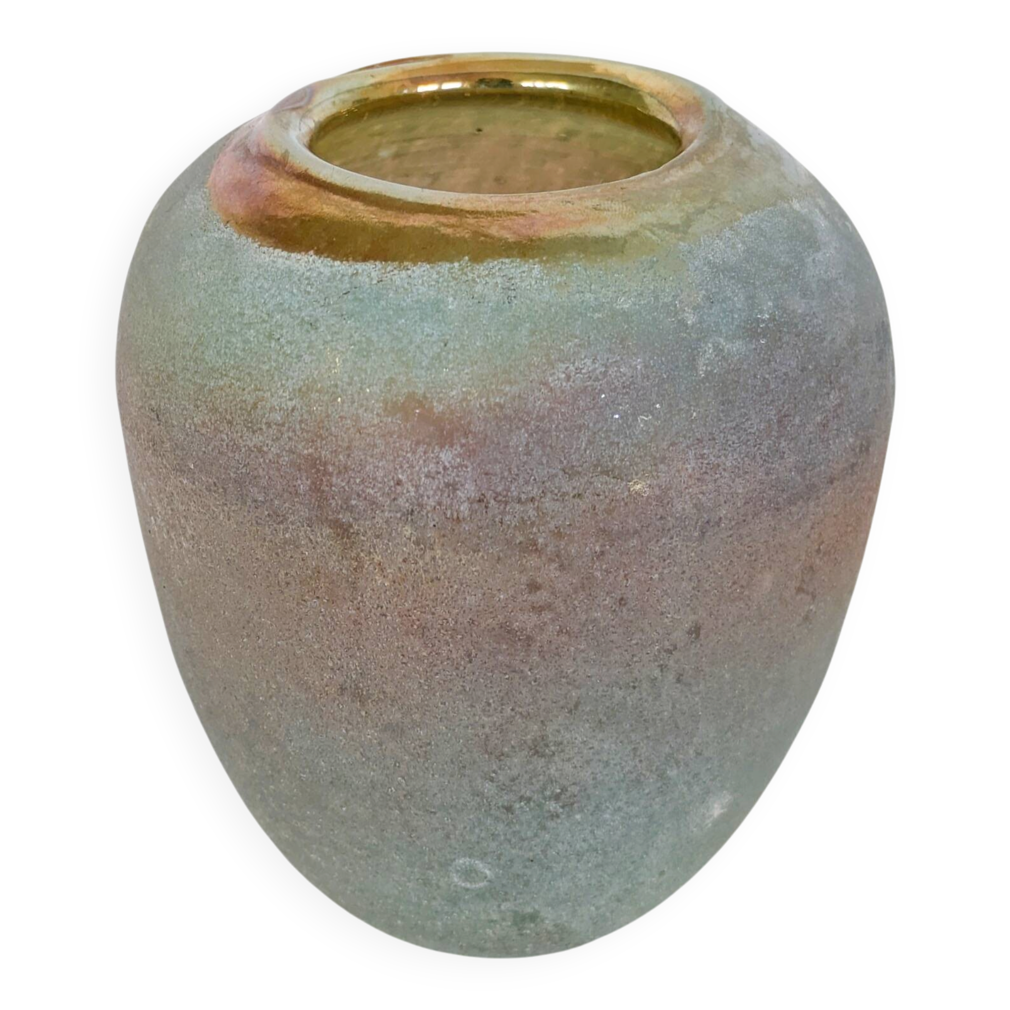 Vintage Glass Art Vase Hand Blown Iridescent Rainbow Gold