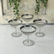 Etched silver rim cocktail coupe glasses set mid century barware