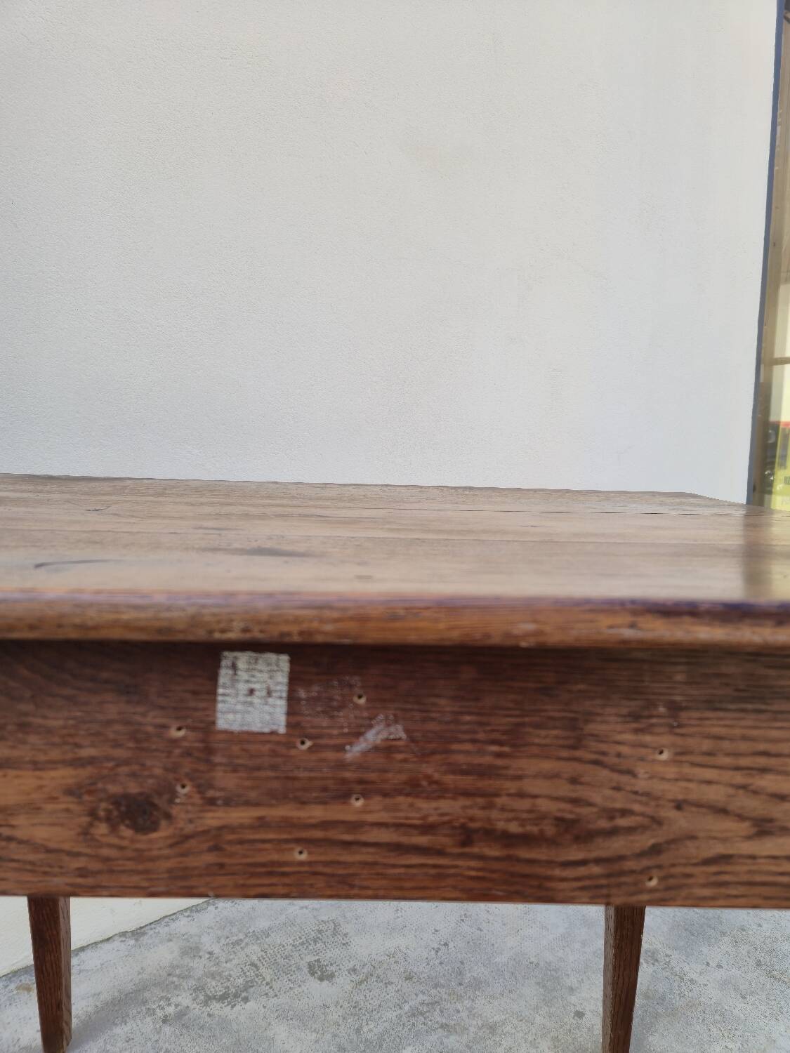 Antique rustic farmhouse table in solid oak, circa 1900s - 84cm