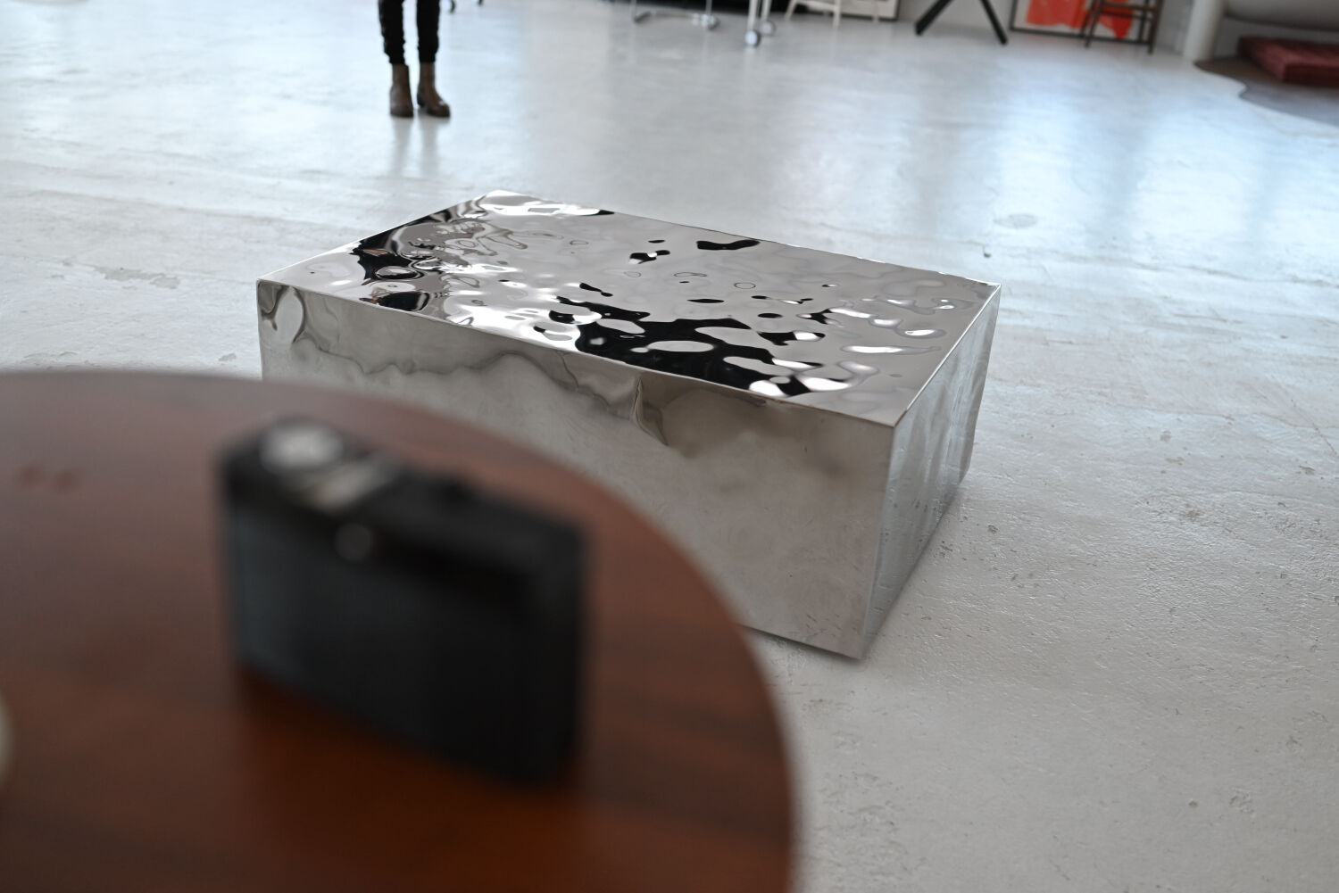 Sculptural Mirror-Polished Stainless Steel Coffee Table by Veliento