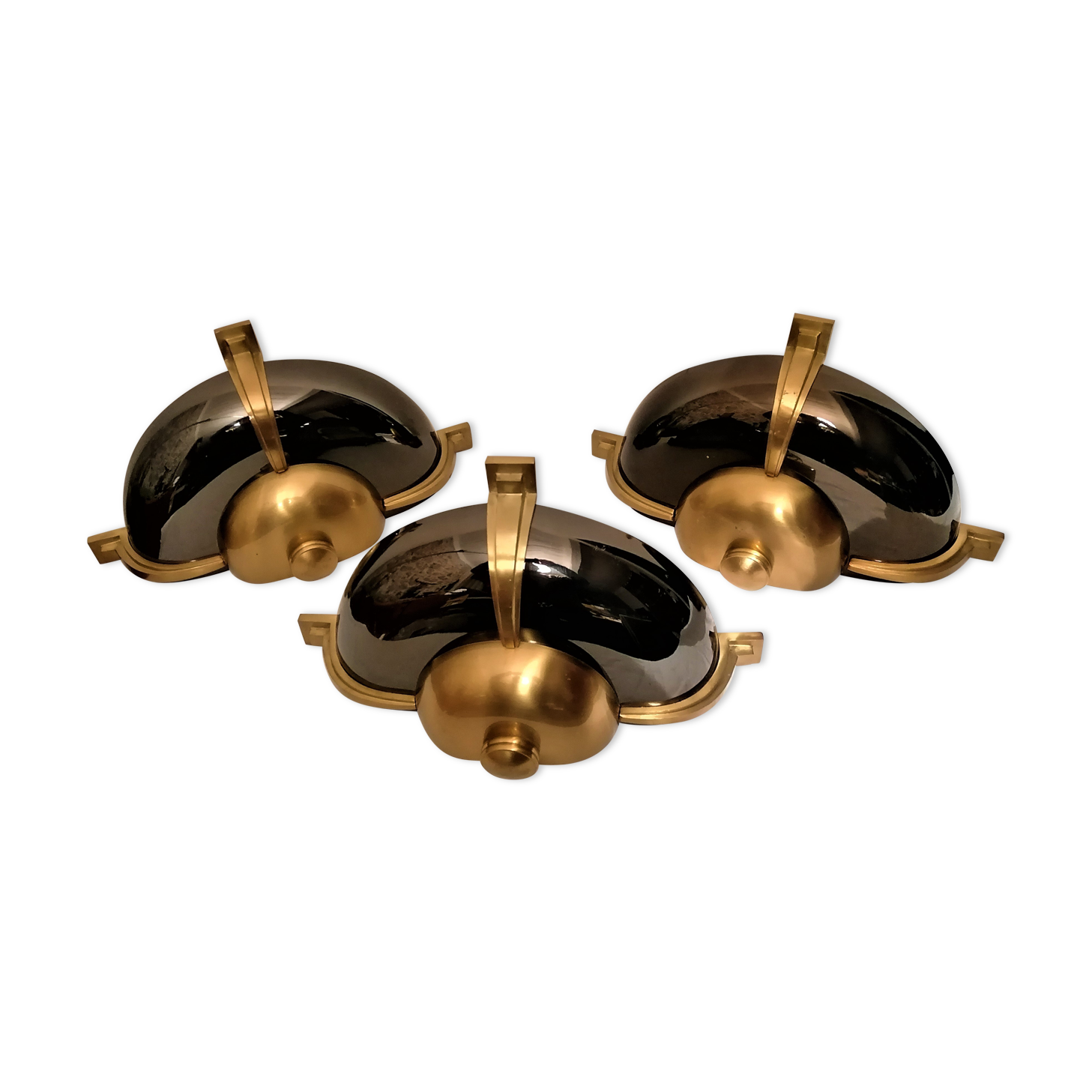 Suite of 3 art deco wall lamps