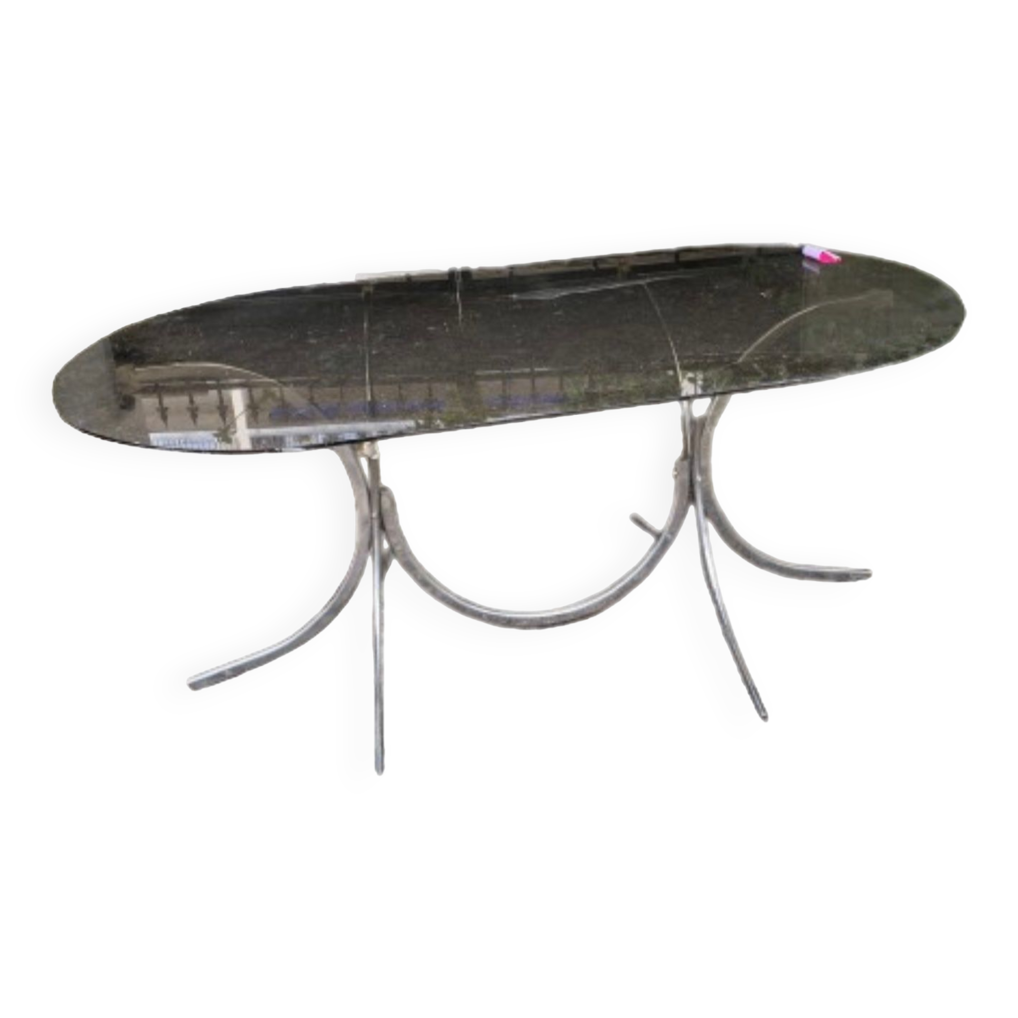 Dining table smoked glass feet metal