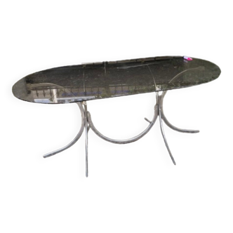 Dining table smoked glass feet metal