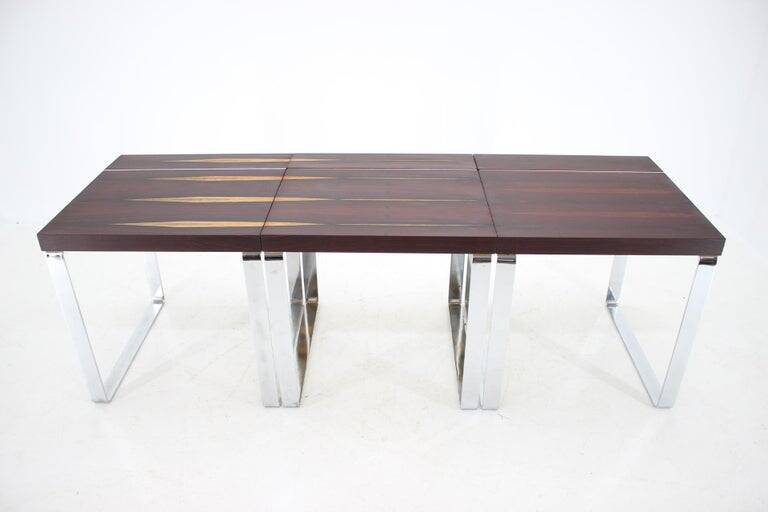 Trois tables à manger/bureau en bois de rose luxueuses par Ladislav Vrátník, années 1970.