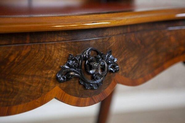 Bureau secrétaire en noyer et placage Louis Philippe antique, 1860