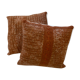 Pair of retro terracotta wool knit cushions