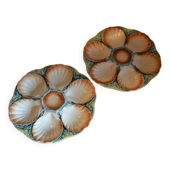 Set of 2 vintage shell dishes from the Sarreguemines earthenware factory