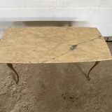 Vintage 1950s marble coffee table with brass base