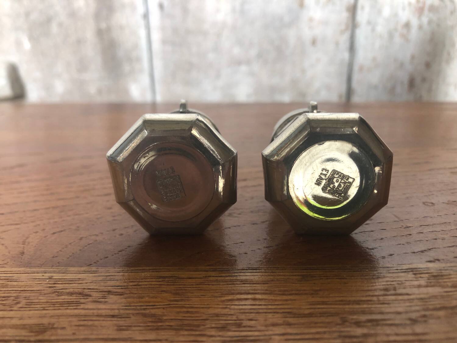 Pair of Old Pewter Salt Cellars from the Manoir Vintage