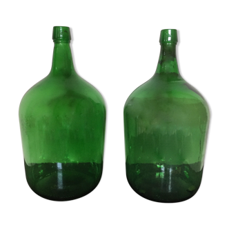 Old demijohn duo of green color 5L