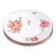 3 assiettes plates porcelaine blanche à décor de roses liseré argenté