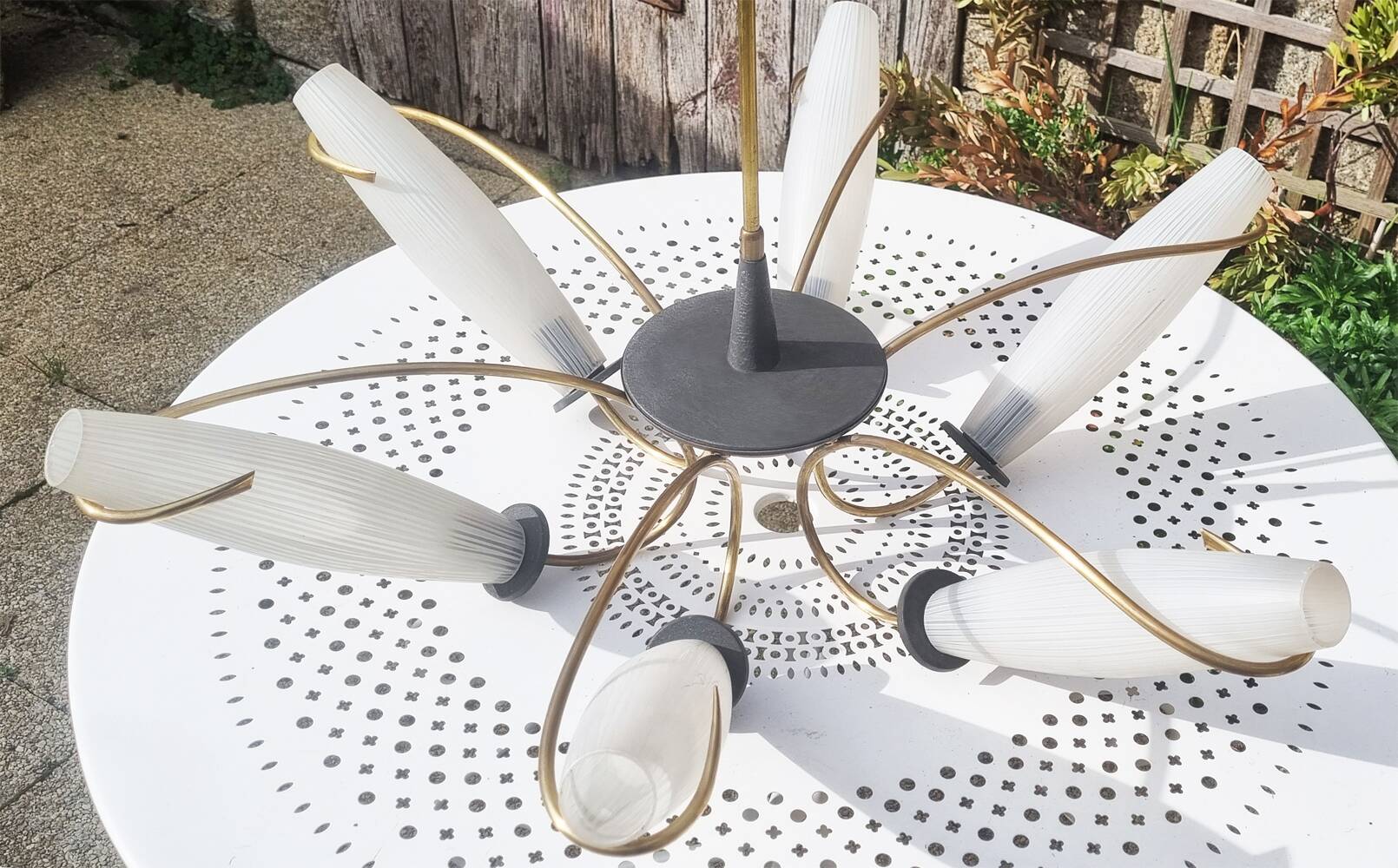 Lunel chandelier, Production Royal Lumières, vintage, 1950s