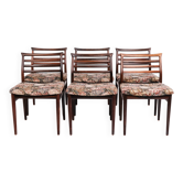 Set of six dining chairs - rosewood & floral seat - Erling Torvits - Sorø Furniture Factory - 1960s