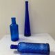 Lot de 3 bouteilles en verre bleu cobalt