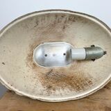 Oval industrial polish factory pendant lamp from mesko, 1970s