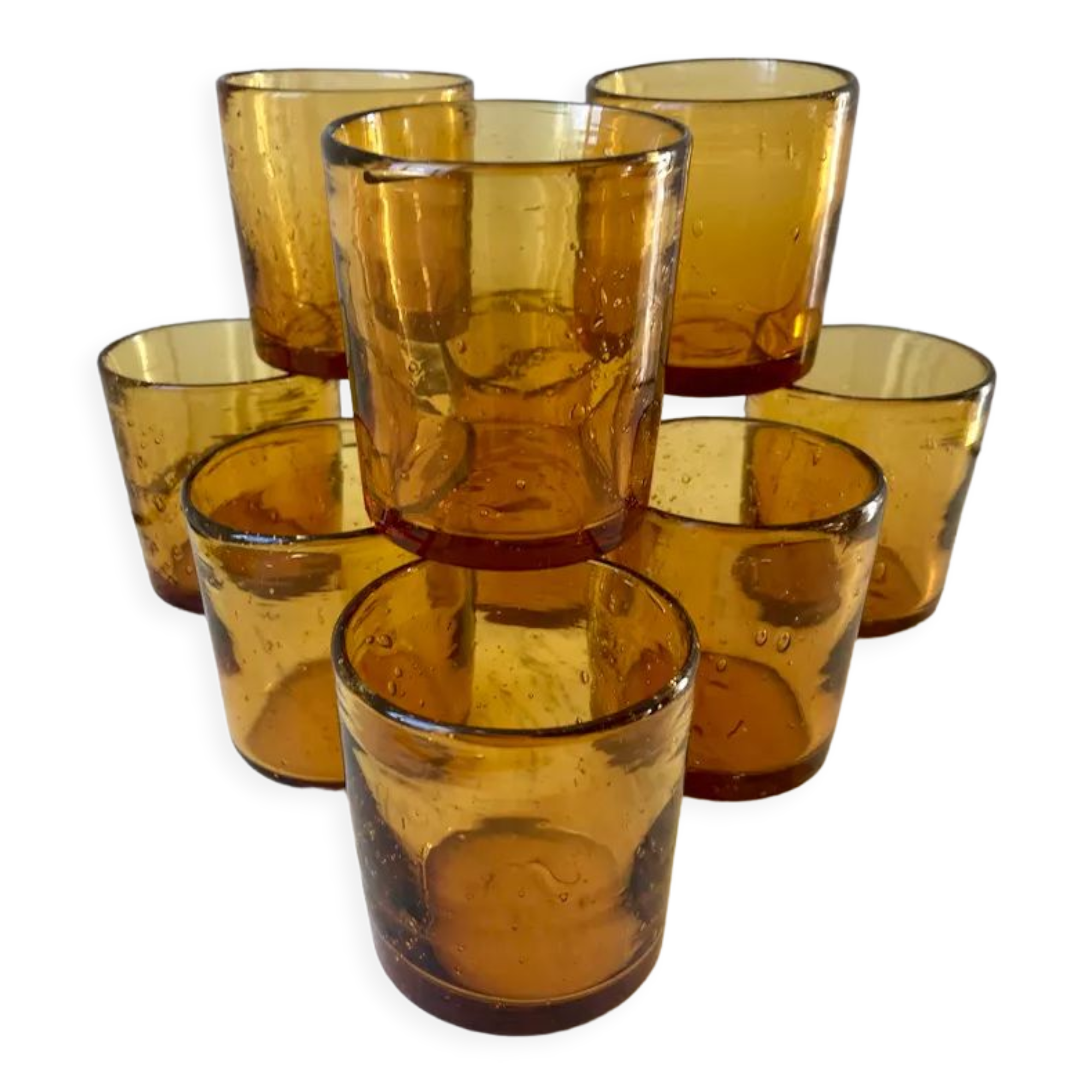 set of 9 bubbled glass water glasses from Biot 70s