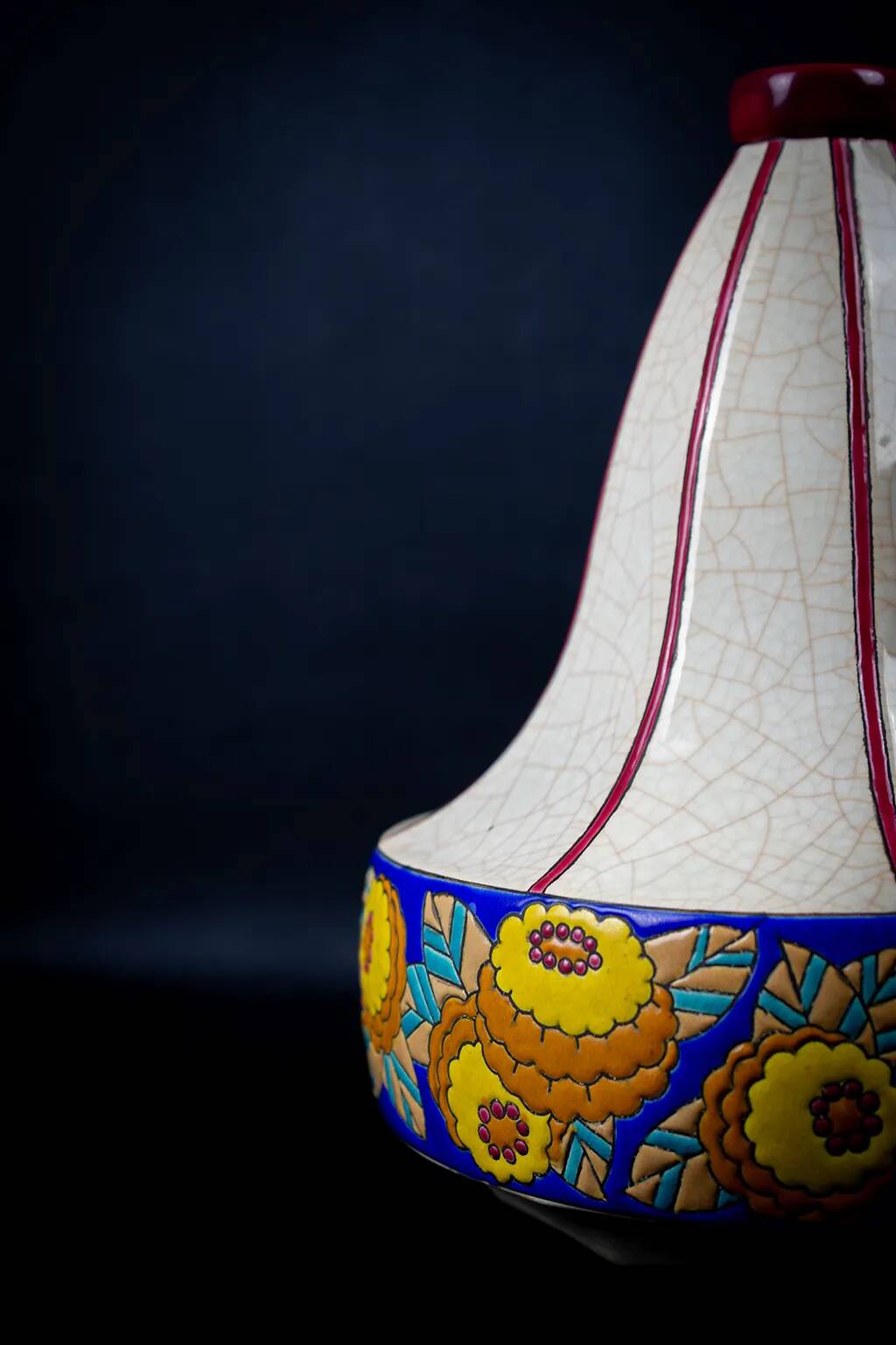 Art Deco Longwy spinning top vase in cloisonné enamel - 1930s