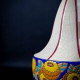 Art Deco Longwy spinning top vase in cloisonné enamel - 1930s
