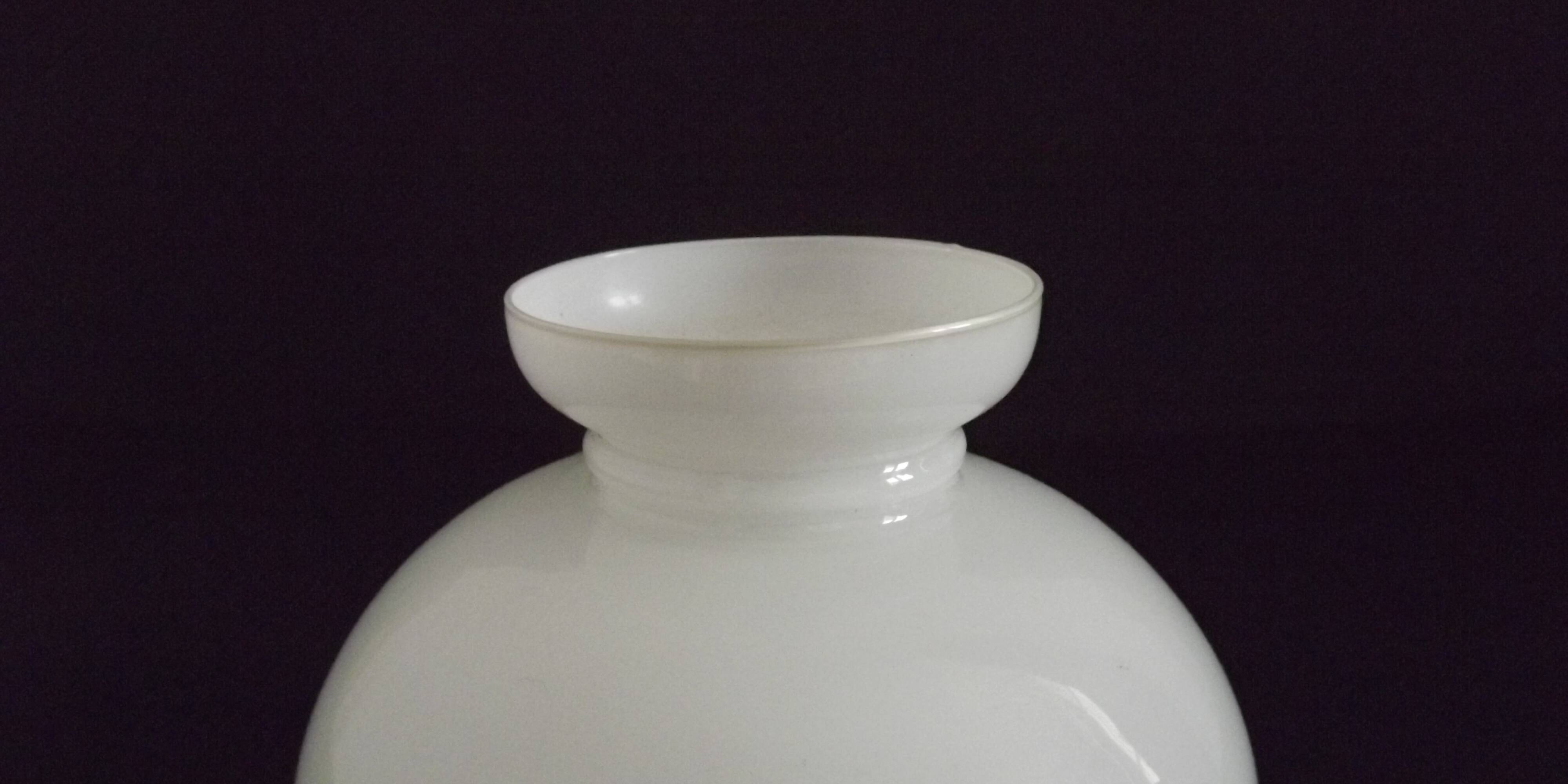French vintage set of 4 white opaline glass lantern-style replacement shades.