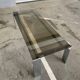 Chrome-plated steel coffee table with tempered smoked glass top