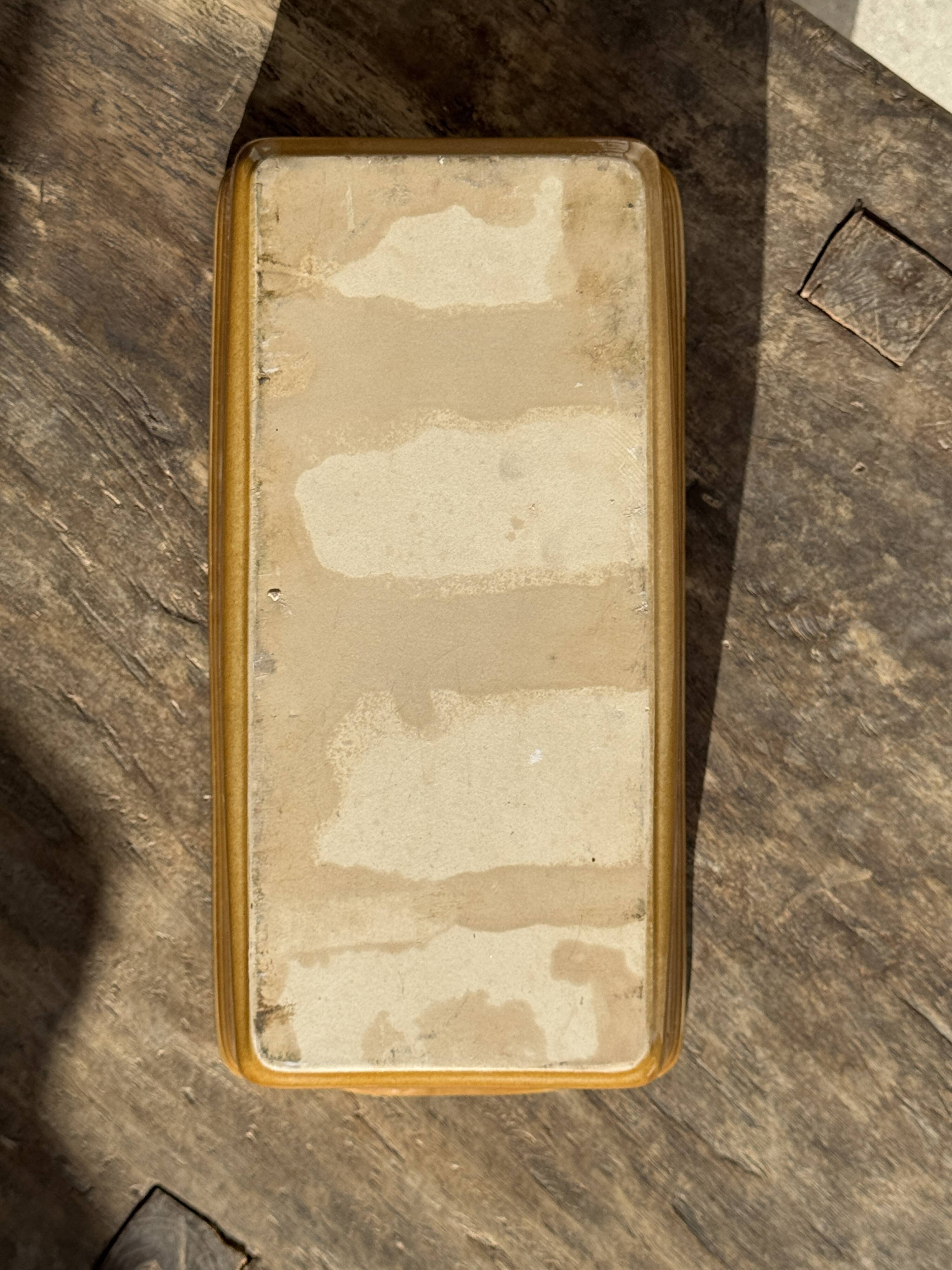 Large ceramic terrine dish in honey and caramel colour H10 L29