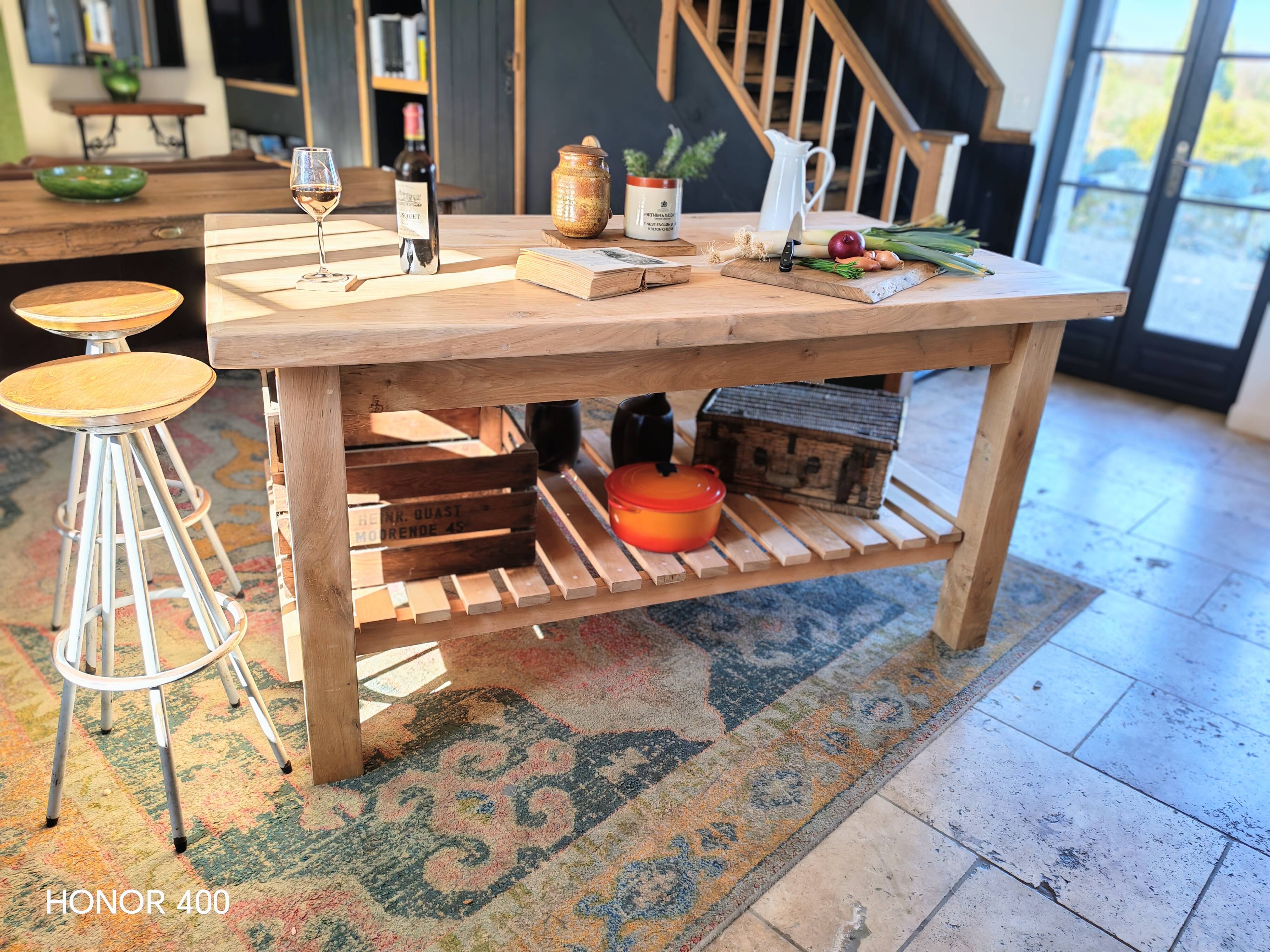 XXL solid oak kitchen island/worktop 180 x 105