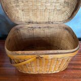 Antique Bressan Basket Fishing Net Wicker Woven Vintage #C072