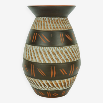 1950's akru keramik mid century VASE sgraffito decor model 10 30