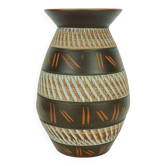 1950's akru keramik mid century VASE sgraffito decor model 10 30