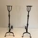 Pair of wrought iron landiers. french work ,seventeenth century