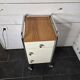 Mid-20th century metal cabinet table on wheels