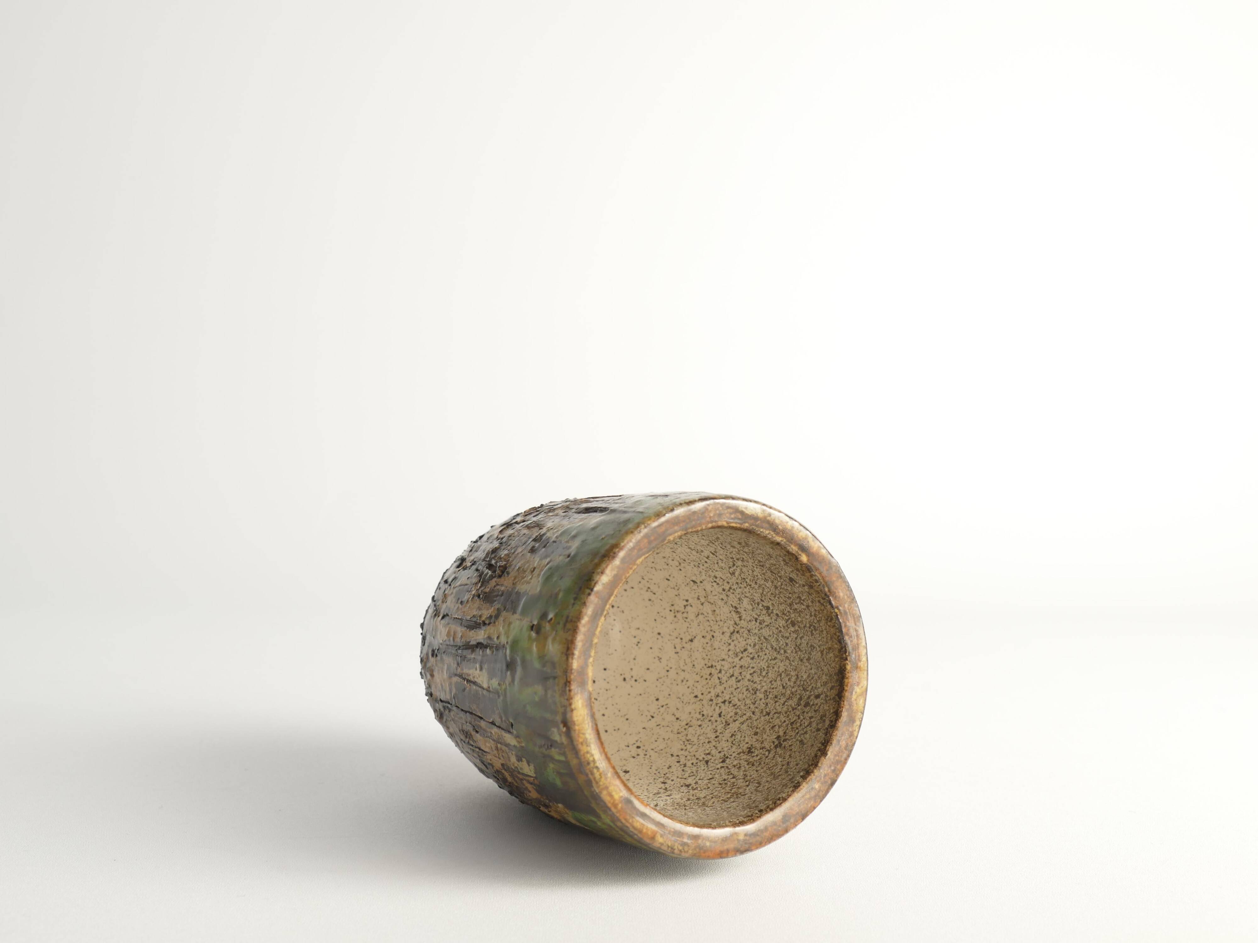 Unique Scandinavian Modern Brutalist Stoneware Vase by Tilgmans, Sweden 1960s