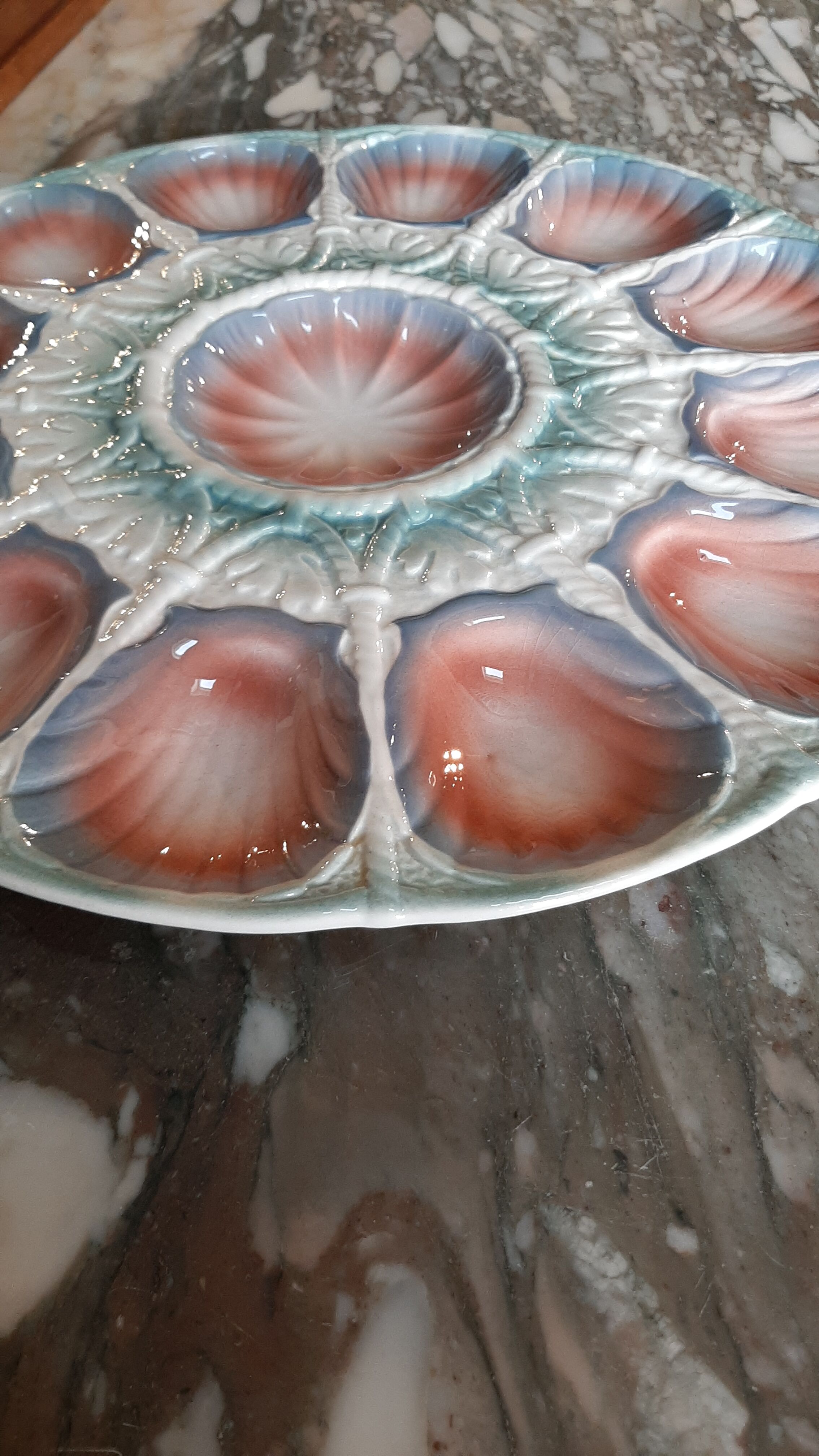 Serving dish 12 oysters in slurry from Digoin Sarreguemines