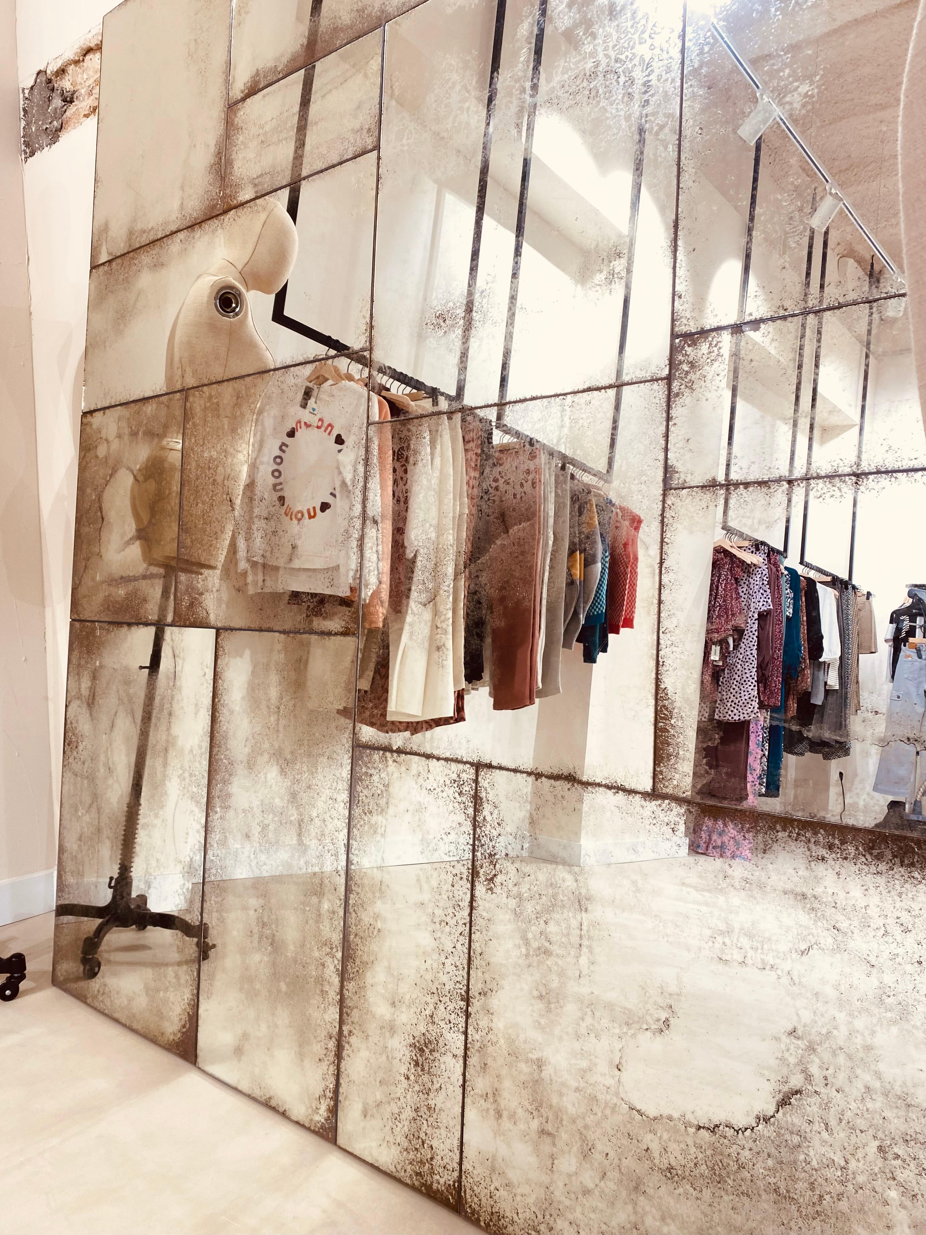 Handmade industrial artisan mirrors, authentic aged finish, frameless M