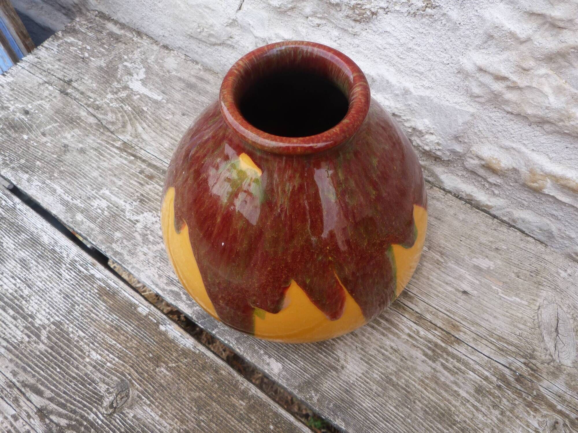 Vase vintage céramique Grés Flammé moderniste Vallauris