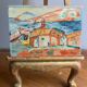 Vintage French painting. Oil on board.
