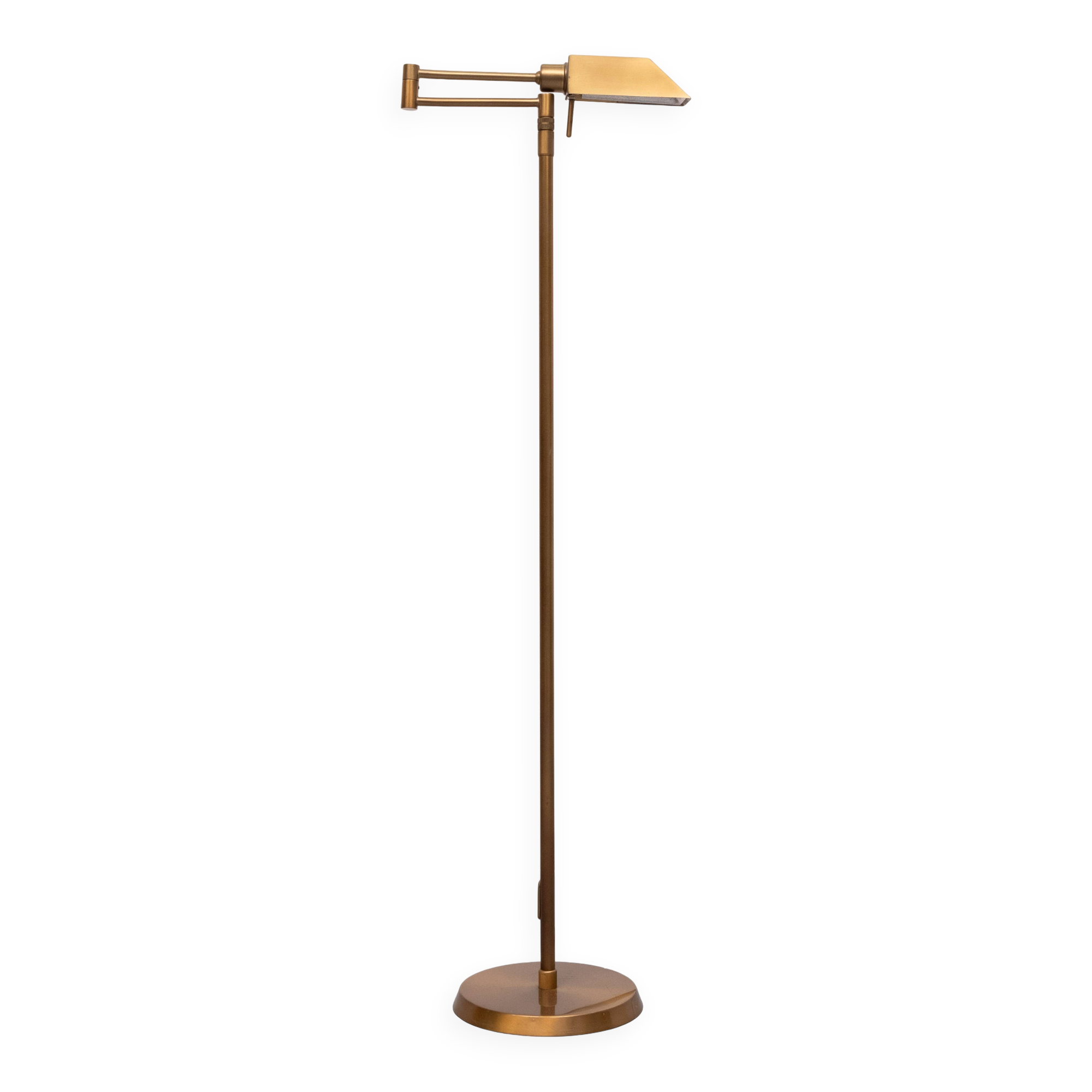 Holtkotter Bronze color swing arm floor lamp Germany 1980s