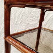 Rattan and smoked glass side table