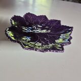 purple ceramic bowl in the shape of a tree leaf