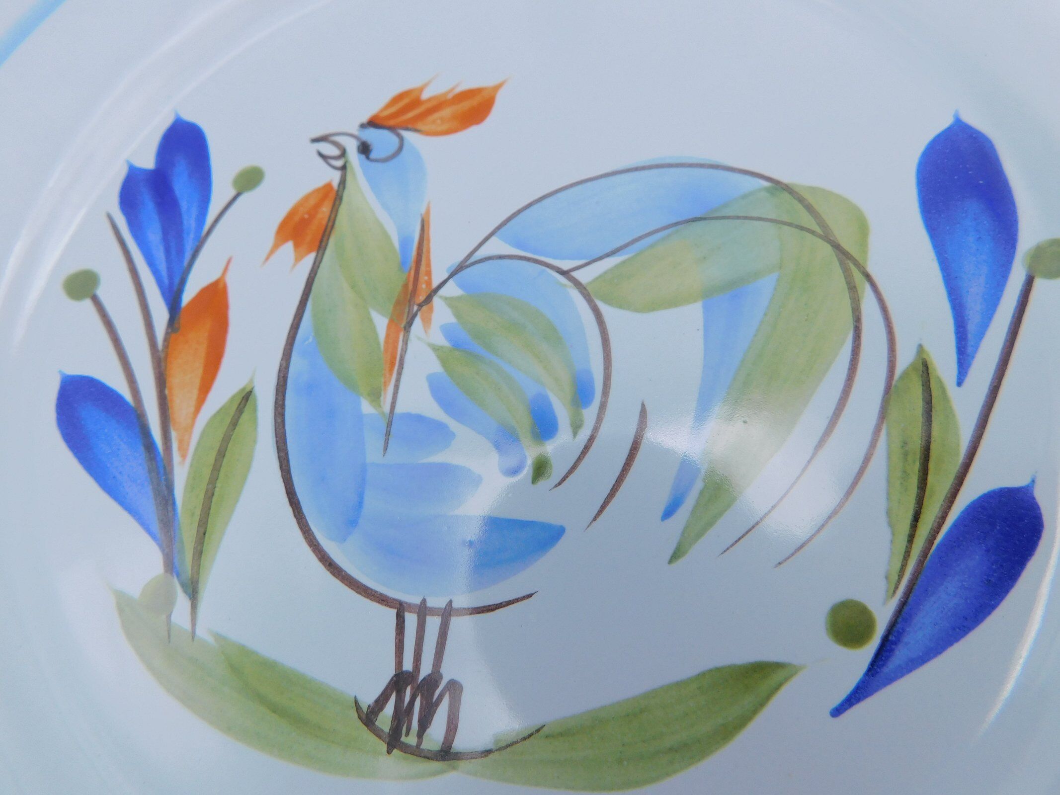 Decorative plate HB Quimper, blue rooster